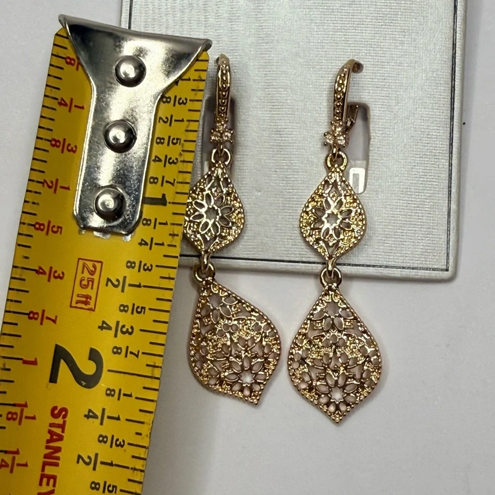 Delicate Filigree Drop Earrings - Rose Gold - Picture 4 of 5